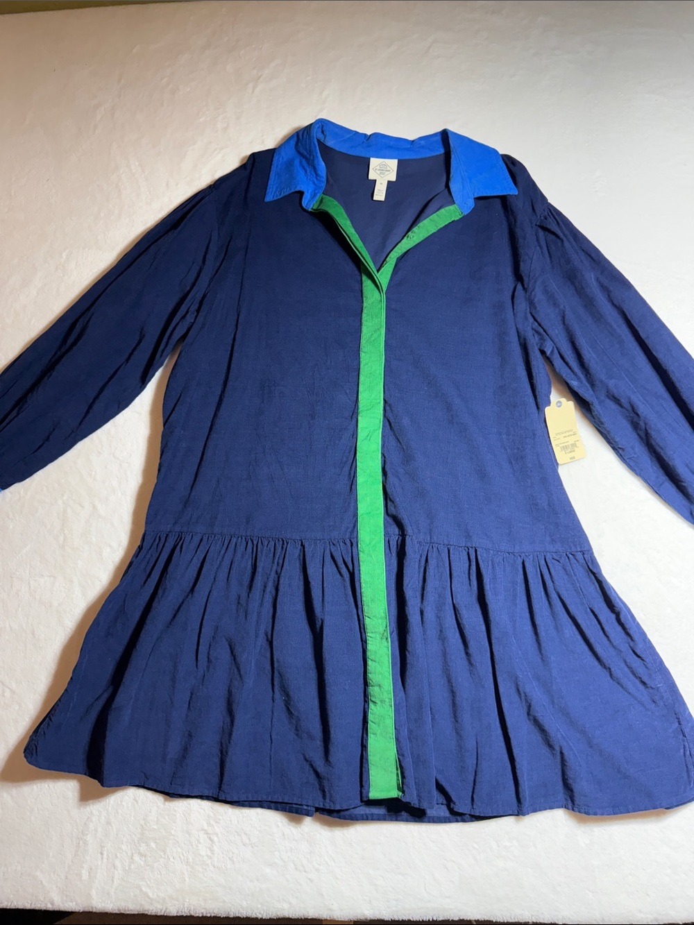 St. John's Bay Navy Dress with Bright Green Trim and Blue Collar